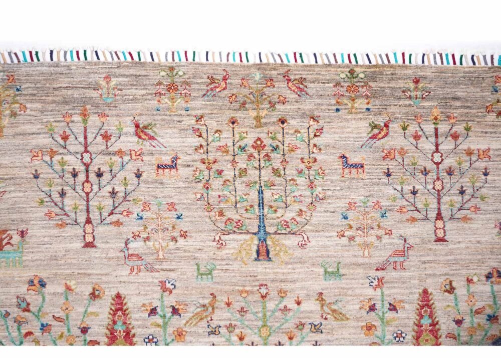 Traditional Tropical Rug Hand-Knotted Wool-Cotton 6.7x5 ft Sultani - Rugs 1