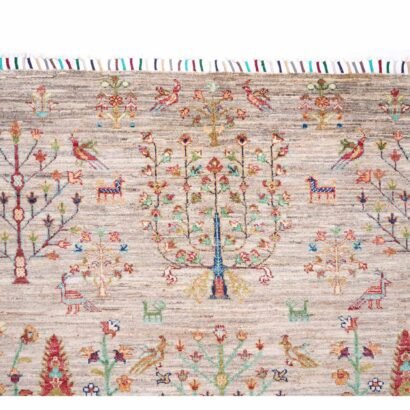 Traditional Tropical Rug Hand-Knotted Wool-Cotton 6.7x5 ft Sultani - Rugs 1
