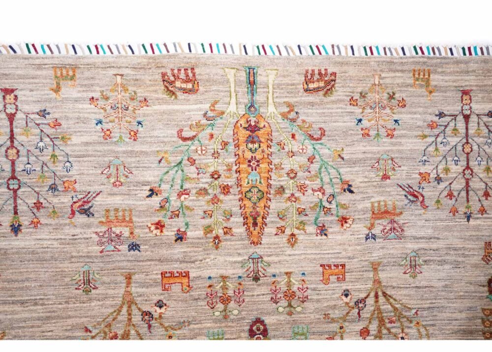 Traditional Tropical Rug Hand-Knotted Wool-Cotton 6.7x5 ft Sultani - Rugs 1