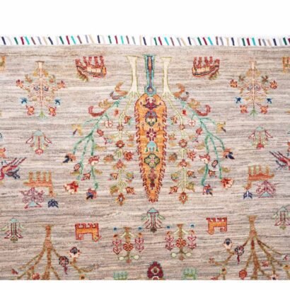 Traditional Tropical Rug Hand-Knotted Wool-Cotton 6.7x5 ft Sultani - Rugs 1