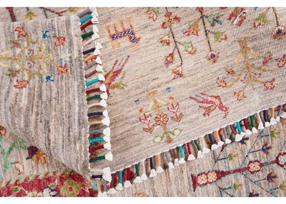 Traditional Tropical Rug Hand-Knotted Wool-Cotton 6.7x5 ft Sultani - Rugs 1