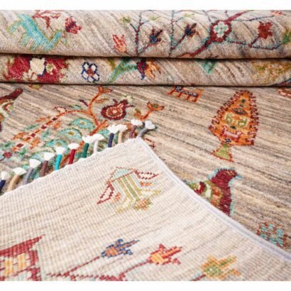 Traditional Tropical Rug Hand-Knotted Wool-Cotton 6.7x5 ft Sultani - Rugs 1