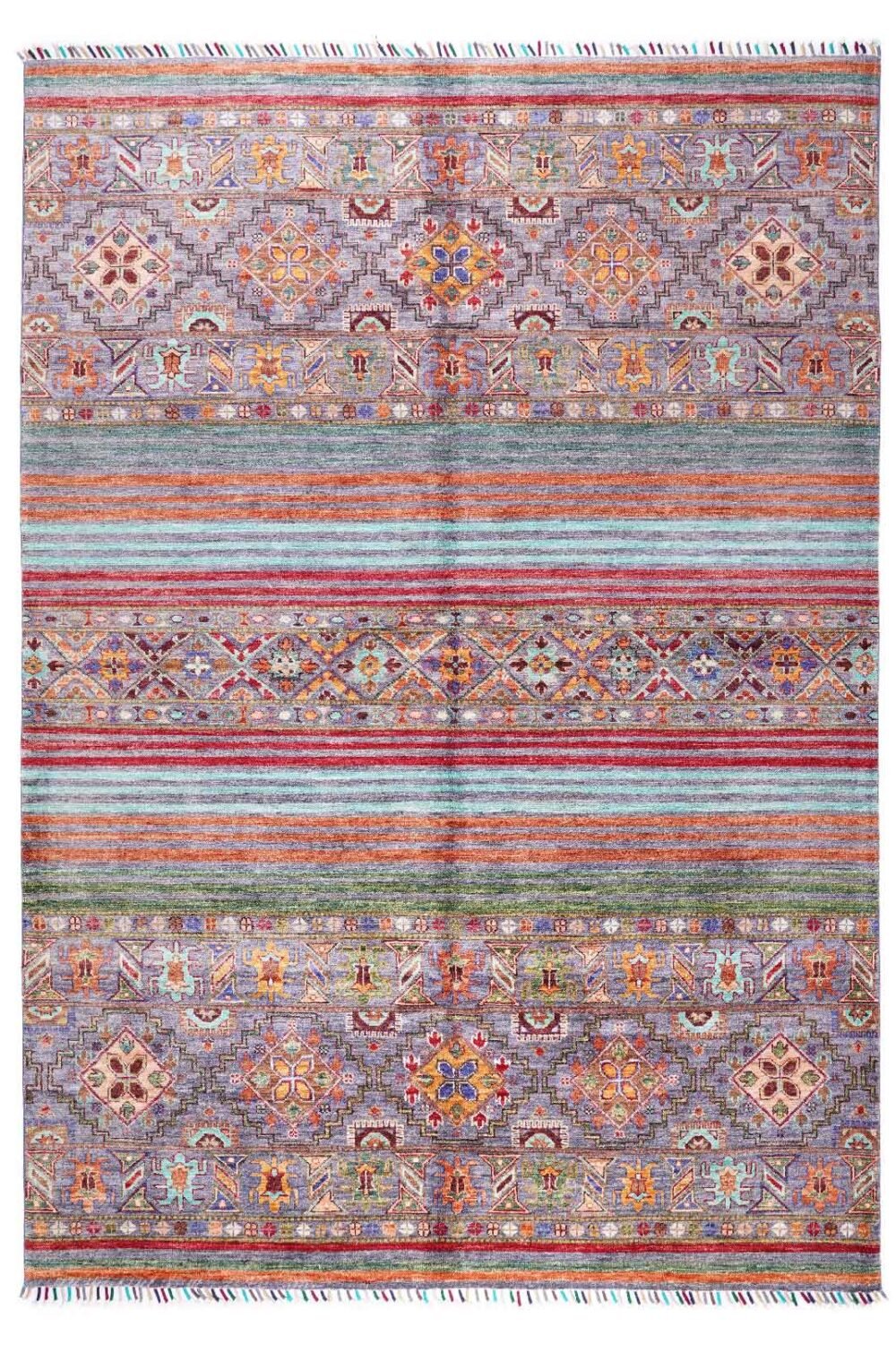 Wool Cotton Rug Stripped Pattern Traditional Horgin 7.9x5.7 ft - Rugs 1