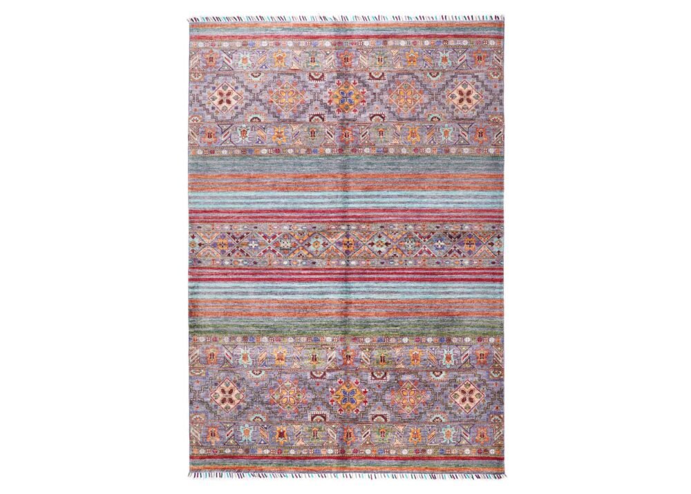 Wool Cotton Rug Stripped Pattern Traditional Horgin 7.9x5.7 ft - Rugs 1