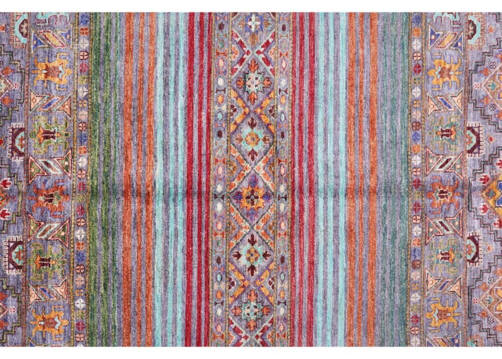 Wool Cotton Rug Stripped Pattern Traditional Horgin 7.9x5.7 ft - Rugs 1