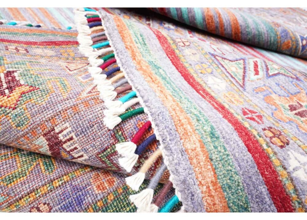 Wool Cotton Rug Stripped Pattern Traditional Horgin 7.9x5.7 ft - Rugs 1