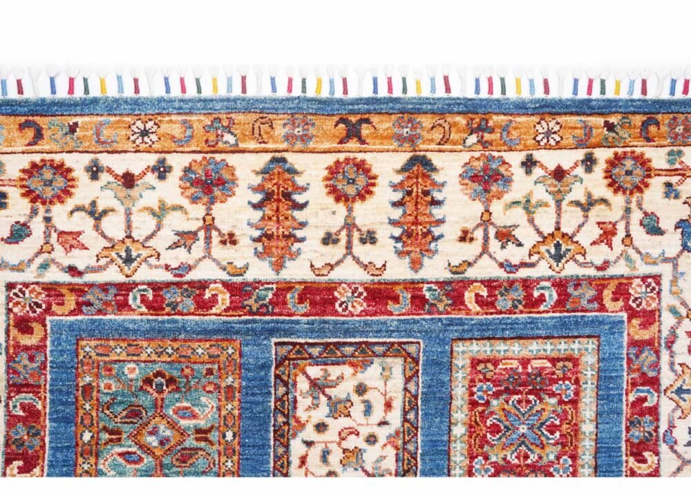 1001 Bilicik Check Pattern Traditional 6x4 Rug Handknotted Wool/Cotton