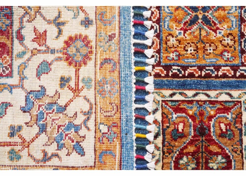 1001 Bilicik Check Pattern Traditional 6x4 Rug Handknotted Wool/Cotton