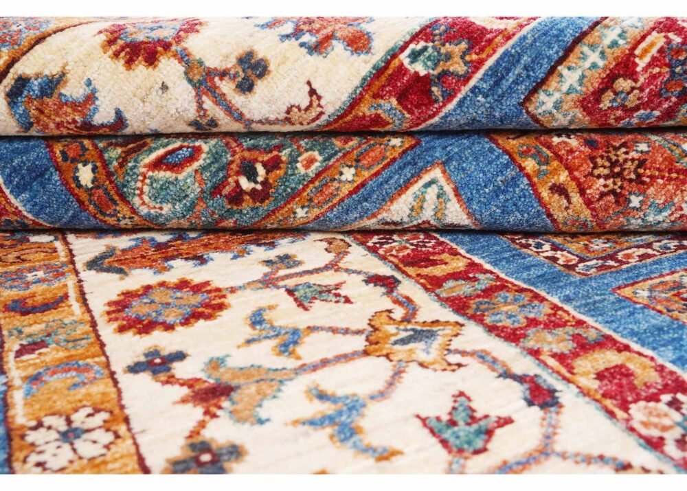 1001 Bilicik Check Pattern Traditional 6x4 Rug Handknotted Wool/Cotton