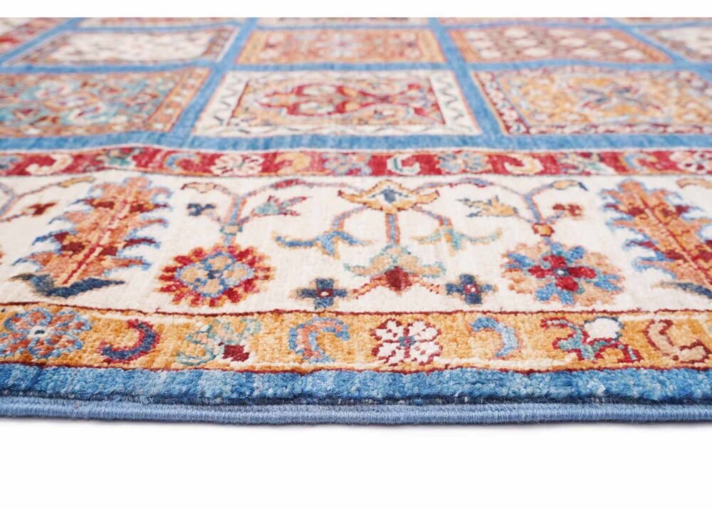 1001 Bilicik Check Pattern Traditional 6x4 Rug Handknotted Wool/Cotton