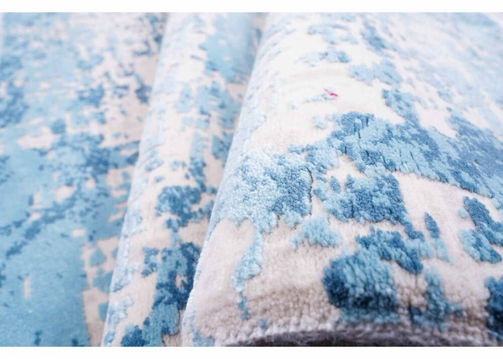 Abstract Pattern Blue Beige Rug for Modern Homes - 5.9x3.9 ft