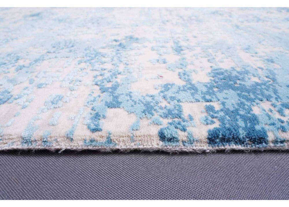Abstract Pattern Blue Beige Rug for Modern Homes - 5.9x3.9 ft