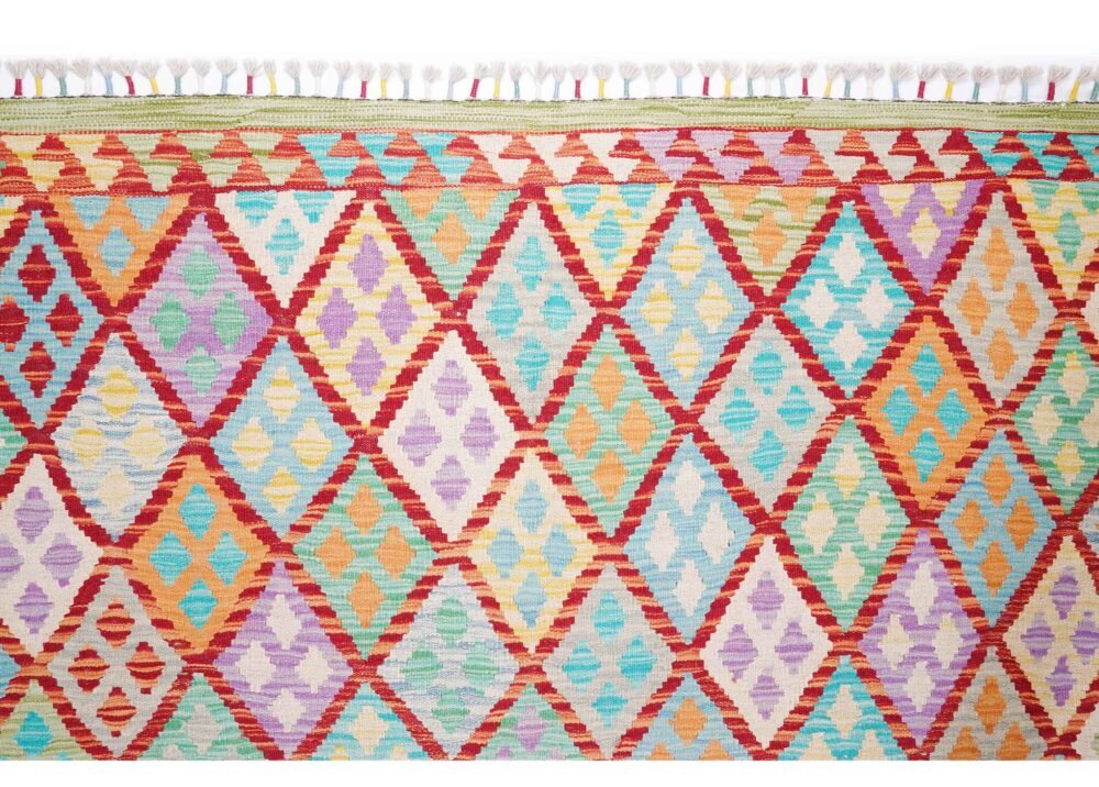 Beautiful Handwoven Red Kilim Rug - Area Rugs Geometric 8x9 ft