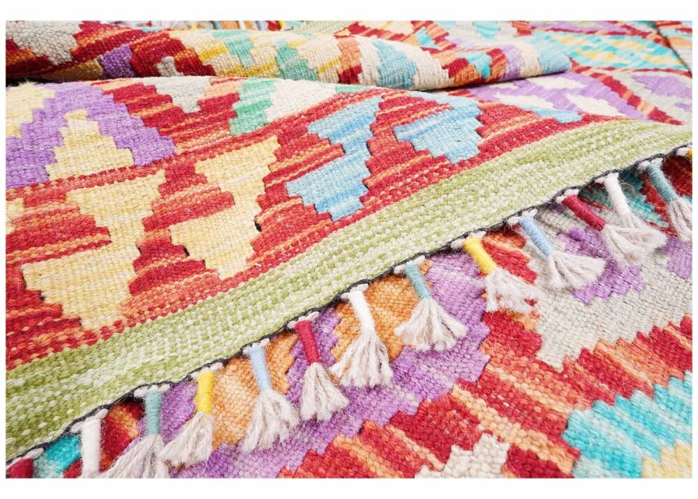 Beautiful Handwoven Red Kilim Rug - Area Rugs Geometric 8x9 ft