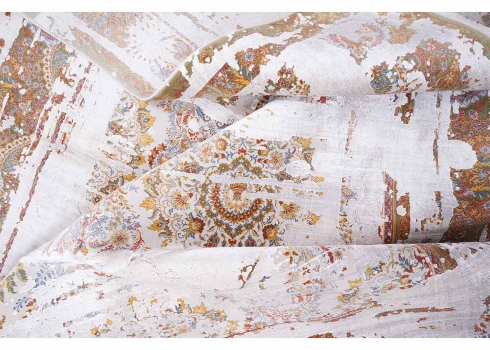 Beige-Green Abstract Rugs for Living Room & Bedroom 6.5x9.5 ft Modern