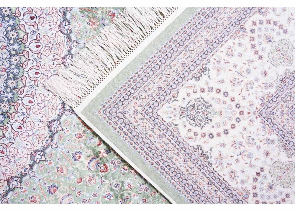 Beige-Green Medallion 6x9 Outdoor Rug Machine-made with Silk