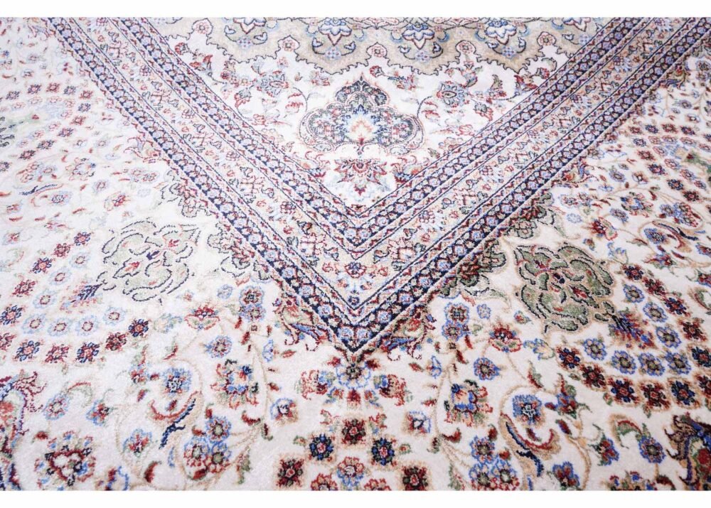 Beige-Green Medallion 6x9 Outdoor Rug Machine-made with Silk