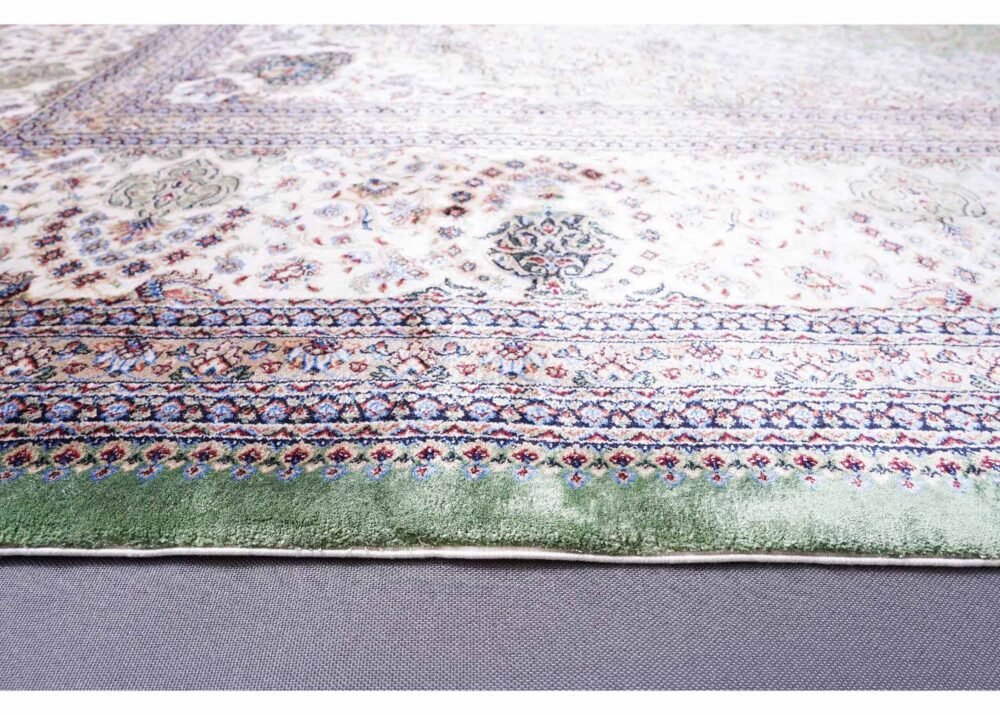 Beige-Green Medallion 6x9 Outdoor Rug Machine-made with Silk
