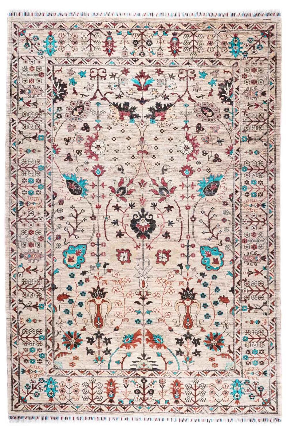 Beige Oriental Rug Hand-Knotted Traditional Sultani 9.7x6.6 ft - Rugs 1
