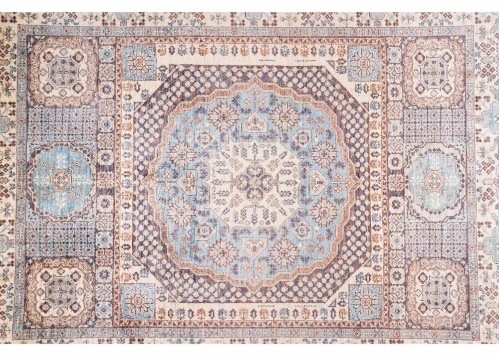 Beige Traditional Rug Geometric Pattern 7.8x5.8 ft Memluk