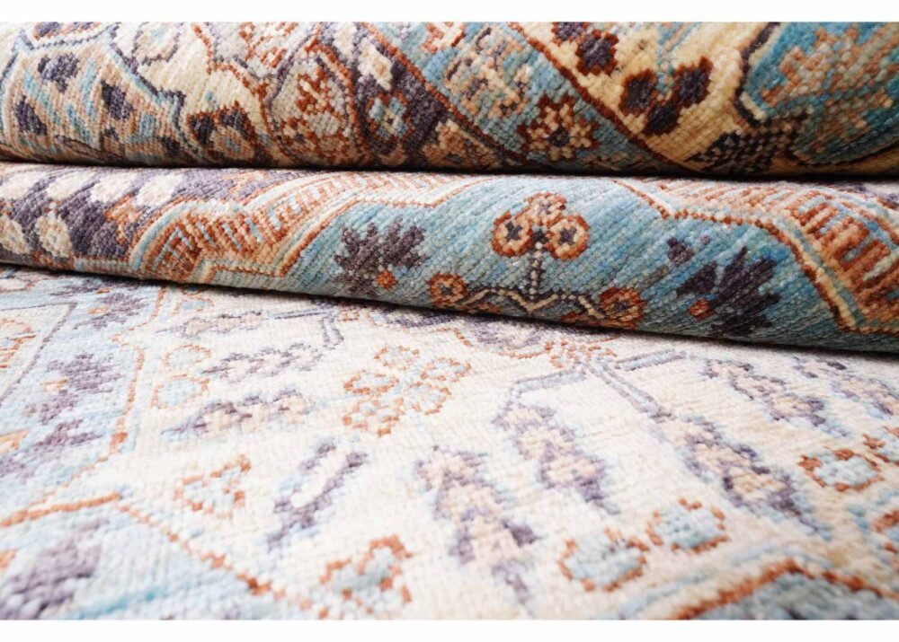 Beige Traditional Rug Geometric Pattern 7.8x5.8 ft Memluk