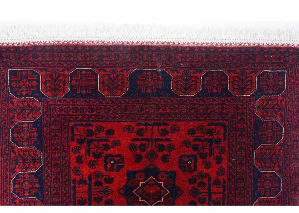 Bilicik Dark Red Area Rug 3.6x2.5 ft Traditional Handknotted Geometric