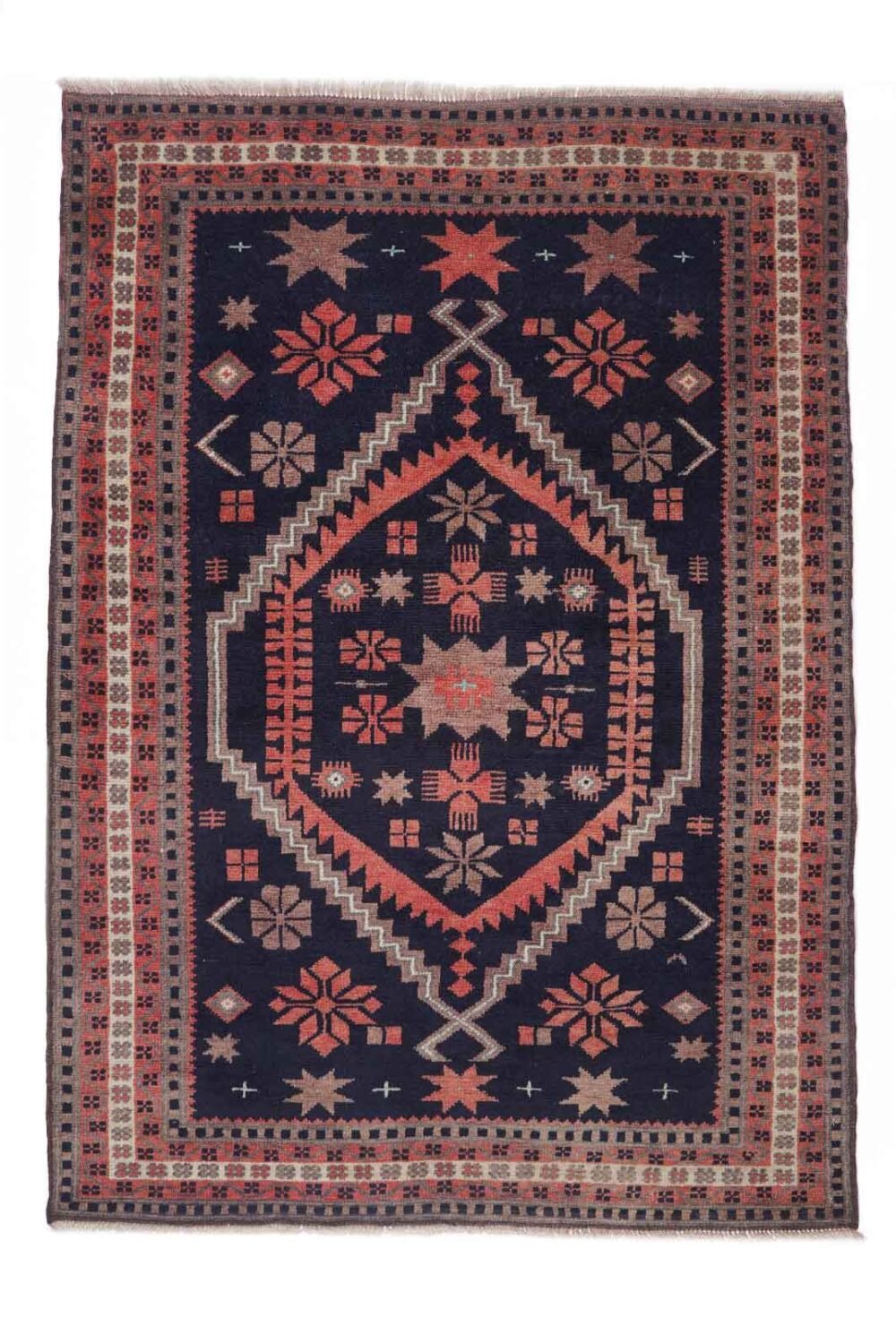 Black and Red Oriental Rug 4.6x3 ft Handknotted Traditional Yagcibedir - Rug 1