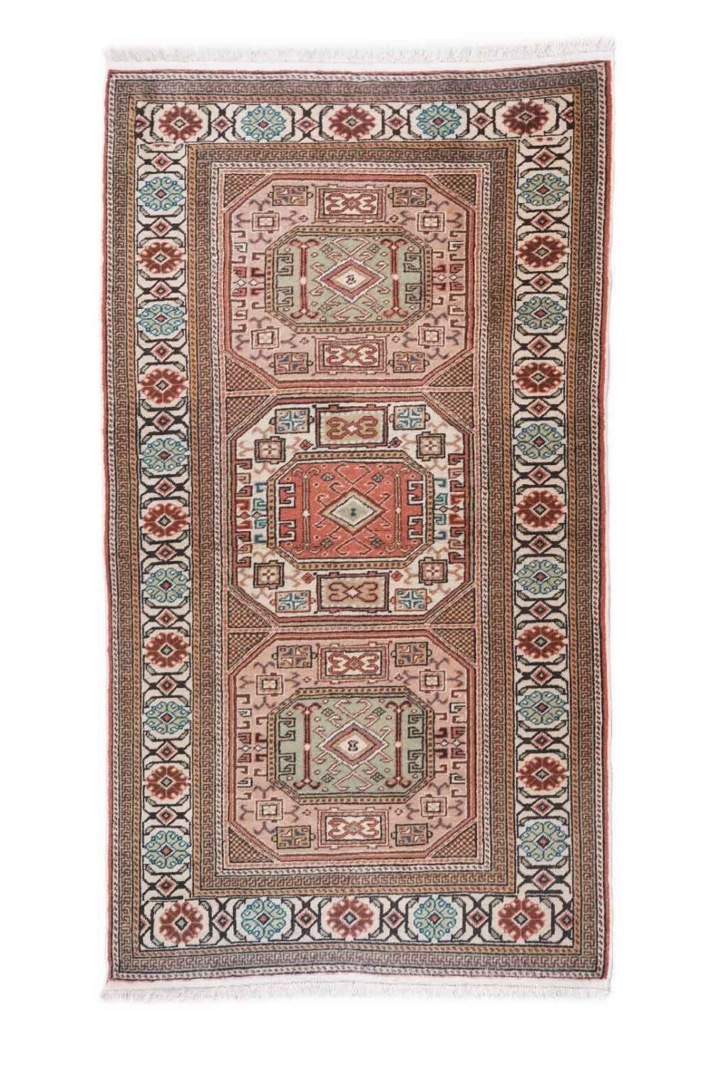 Brown Vintage Rug Hand-Knotted 3x6 ft Traditional Oriental Kayseri - Rug 1