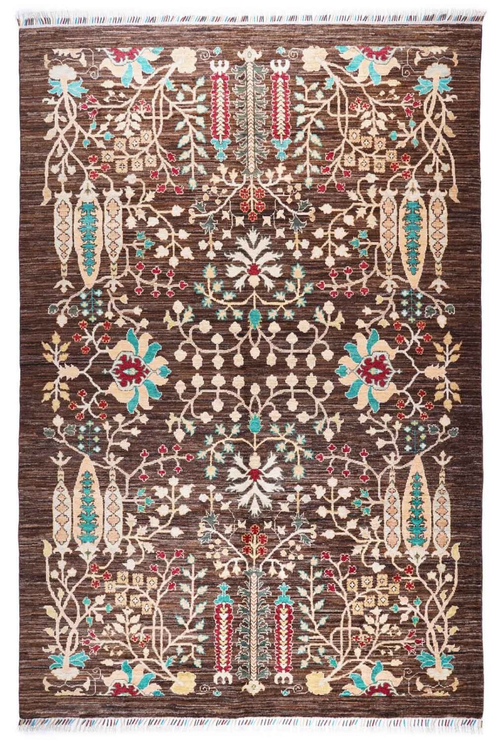 Brown Yellow Rug Traditional Sultani Floral Pattern 9.5x6.4 ft - Rugs 1