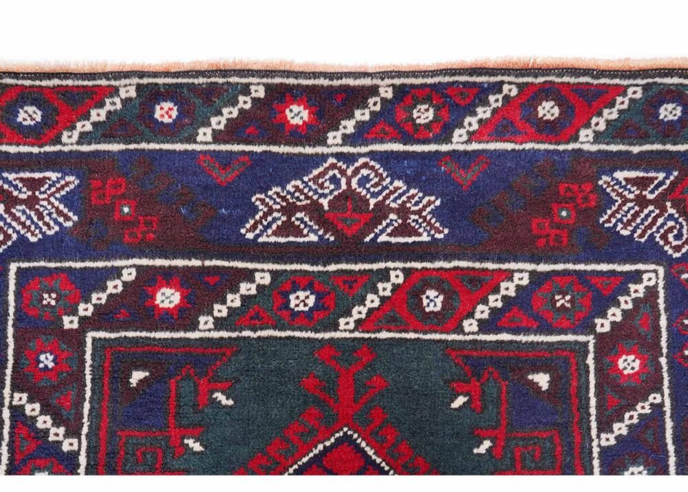 Dosemealti Blue Red Traditional Rug Hand-knotted 7x4 ft Pure Wool