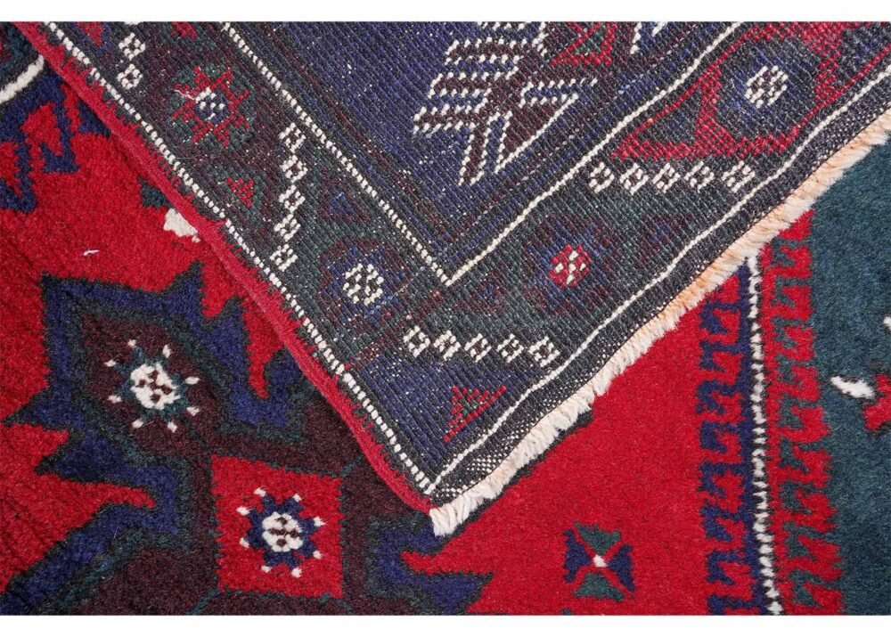 Dosemealti Blue Red Traditional Rug Hand-knotted 7x4 ft Pure Wool