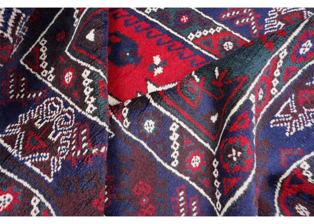 Dosemealti Blue Red Traditional Rug Hand-knotted 7x4 ft Pure Wool