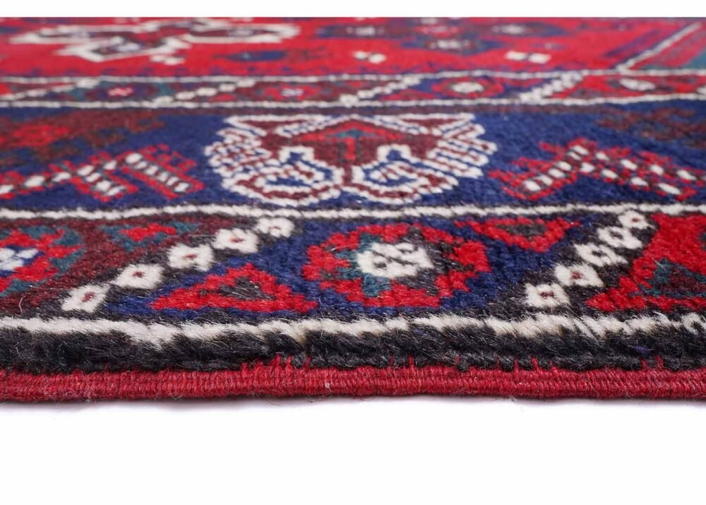 Dosemealti Blue Red Traditional Rug Hand-knotted 7x4 ft Pure Wool