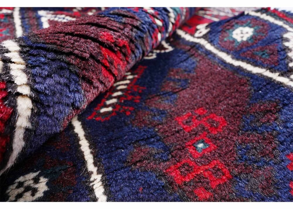 Dosemealti Blue Red Traditional Rug Hand-knotted 7x4 ft Pure Wool