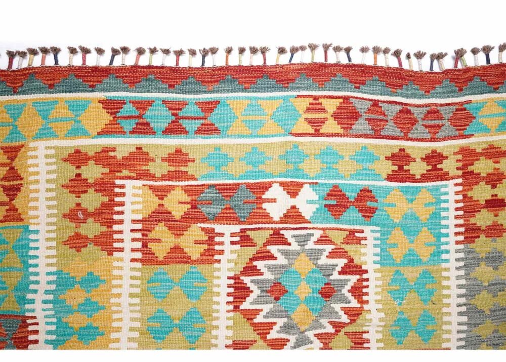 Durable 8 x 6 Outdoor Rug Kilim Design Handwoven with Wool