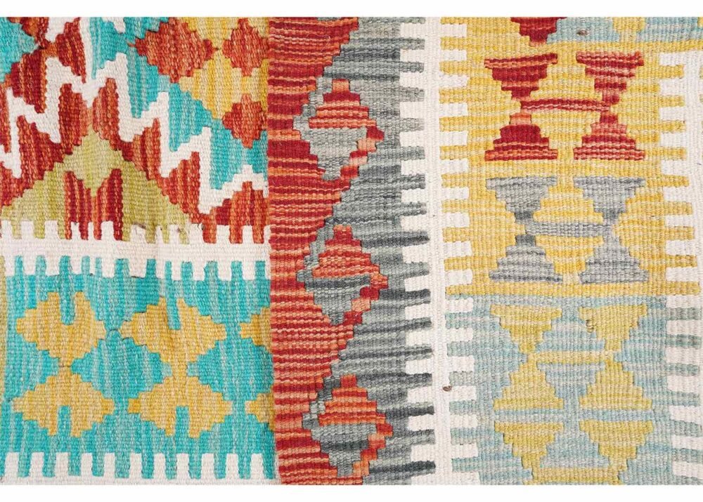 Durable 8 x 6 Outdoor Rug Kilim Design Handwoven with Wool