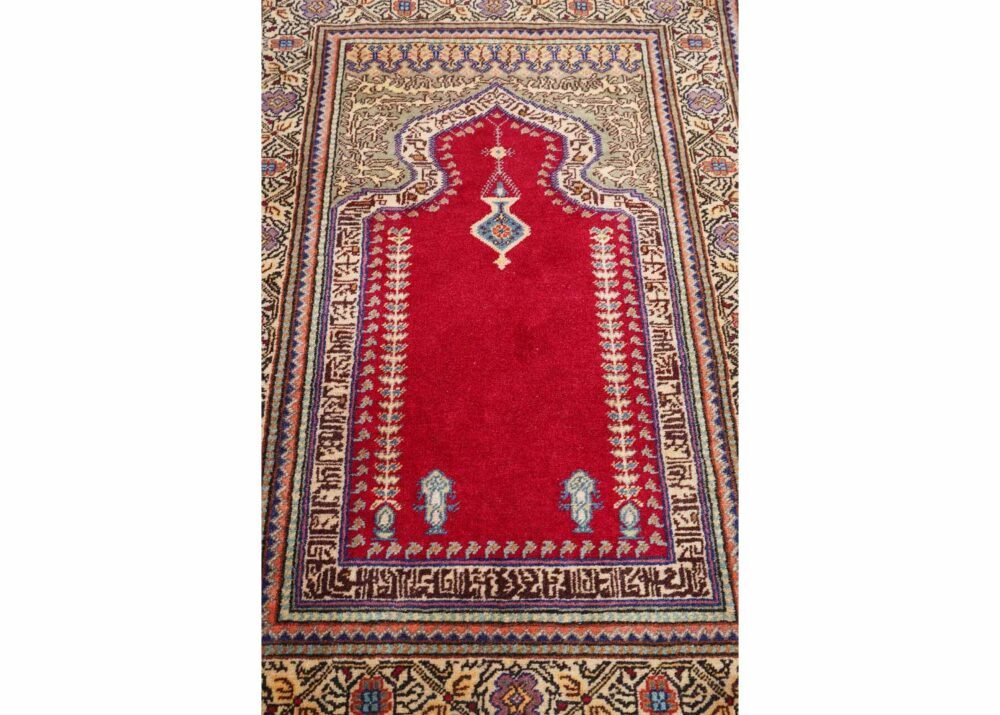 Elegant Brown Rugs for Living Room - Hand-Knotted Traditional Oriental Design with Red Accents 4.4x3 ft