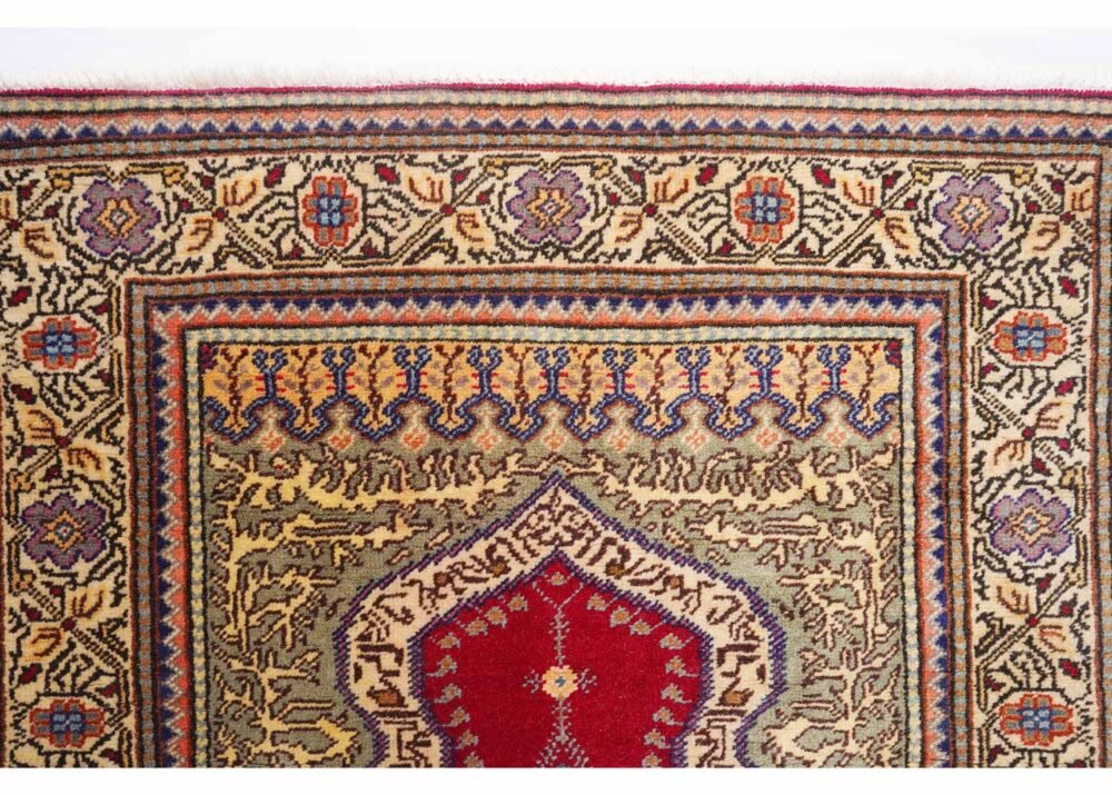 Elegant Brown Rugs for Living Room - Hand-Knotted Traditional Oriental Design with Red Accents 4.4x3 ft