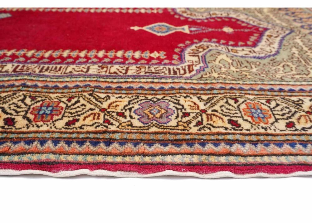 Elegant Brown Rugs for Living Room - Hand-Knotted Traditional Oriental Design with Red Accents 4.4x3 ft