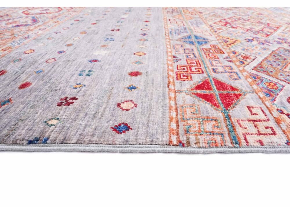Exclusive Gray and Red Rug Striped Pattern 6.7x5 ft Traditional Horcun