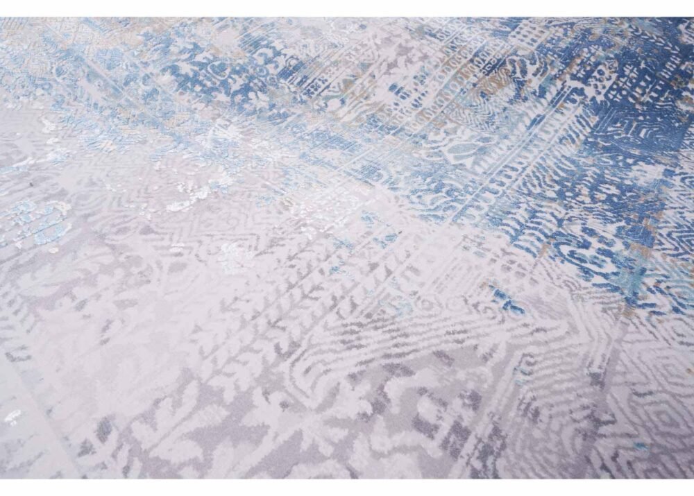 Exclusive Modern Infinity Abstract Blue and Grey Area Rugs 6.5x9.5 ft