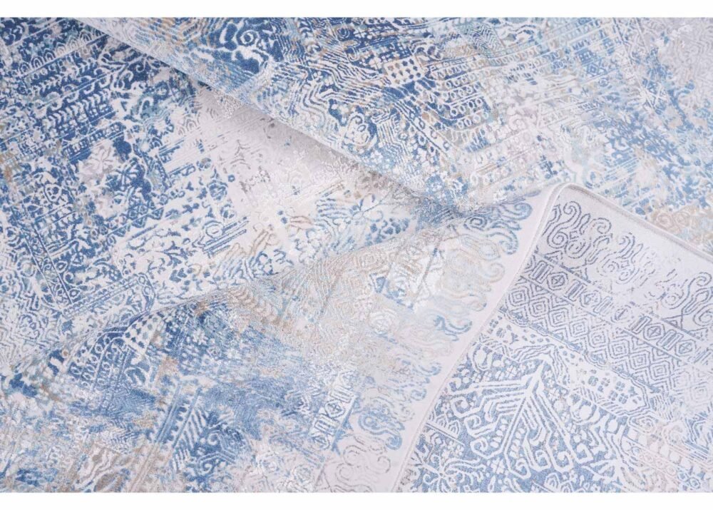 Exclusive Modern Infinity Abstract Blue and Grey Area Rugs 6.5x9.5 ft