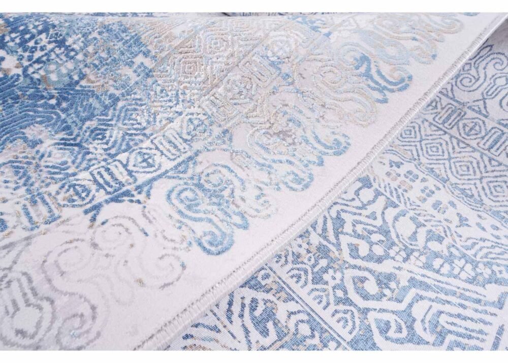 Exclusive Modern Infinity Abstract Blue and Grey Area Rugs 6.5x9.5 ft
