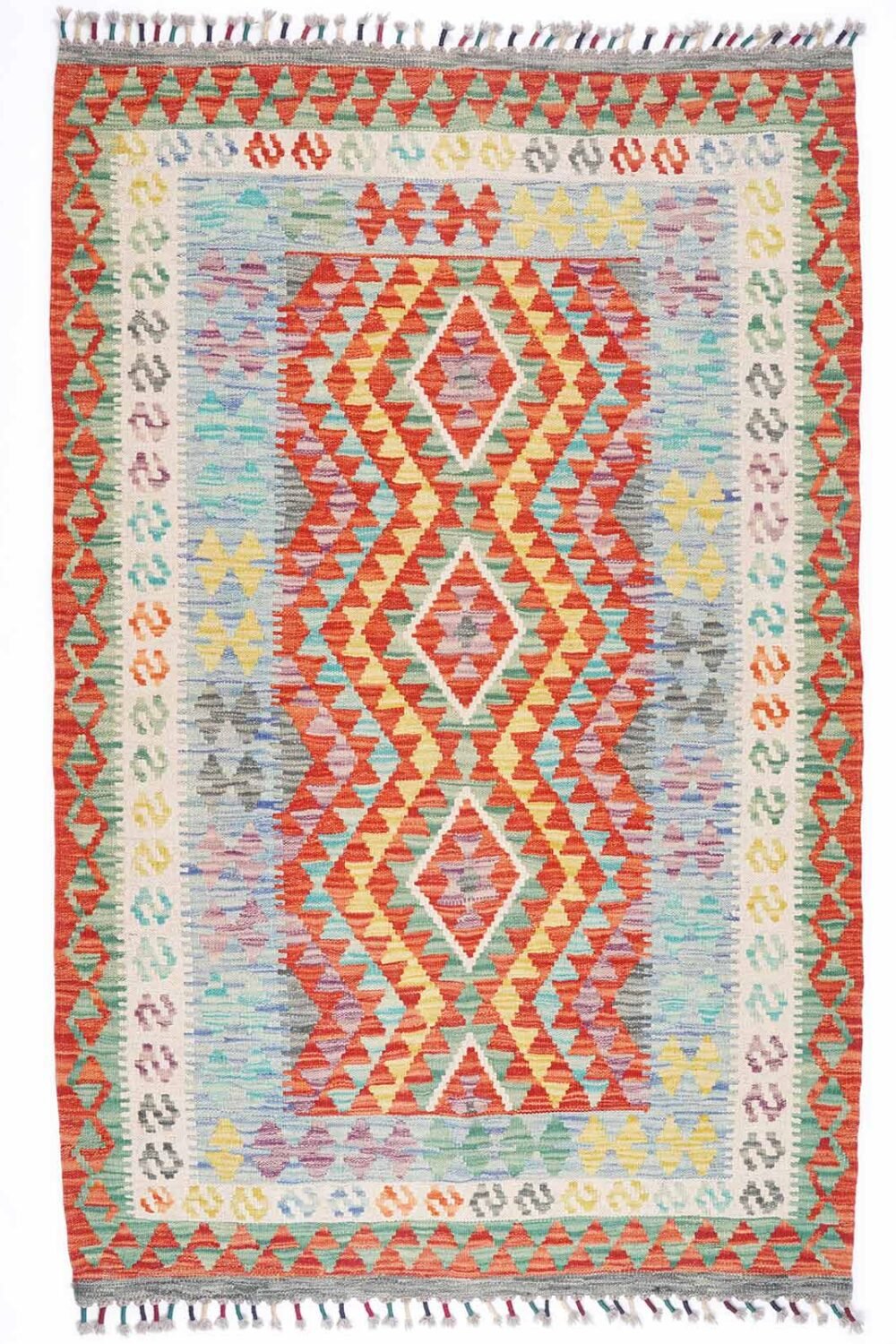 Farmhouse Dining Room Rug Kilim Handwoven with Wool 5x3 ft