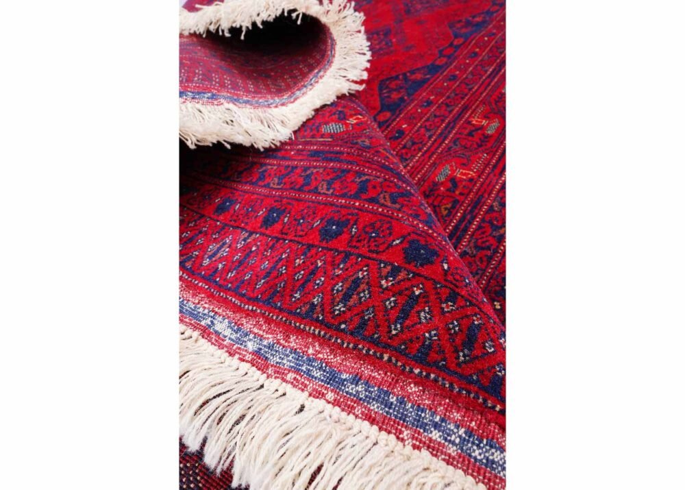Genuine Bilicik Red and Blue Traditional Rug 6x5 ft Handknotted with Wool