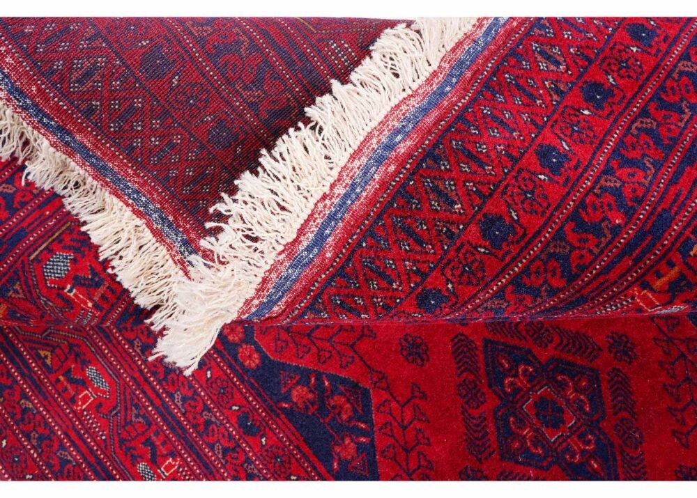 Genuine Bilicik Red and Blue Traditional Rug 6x5 ft Handknotted with Wool