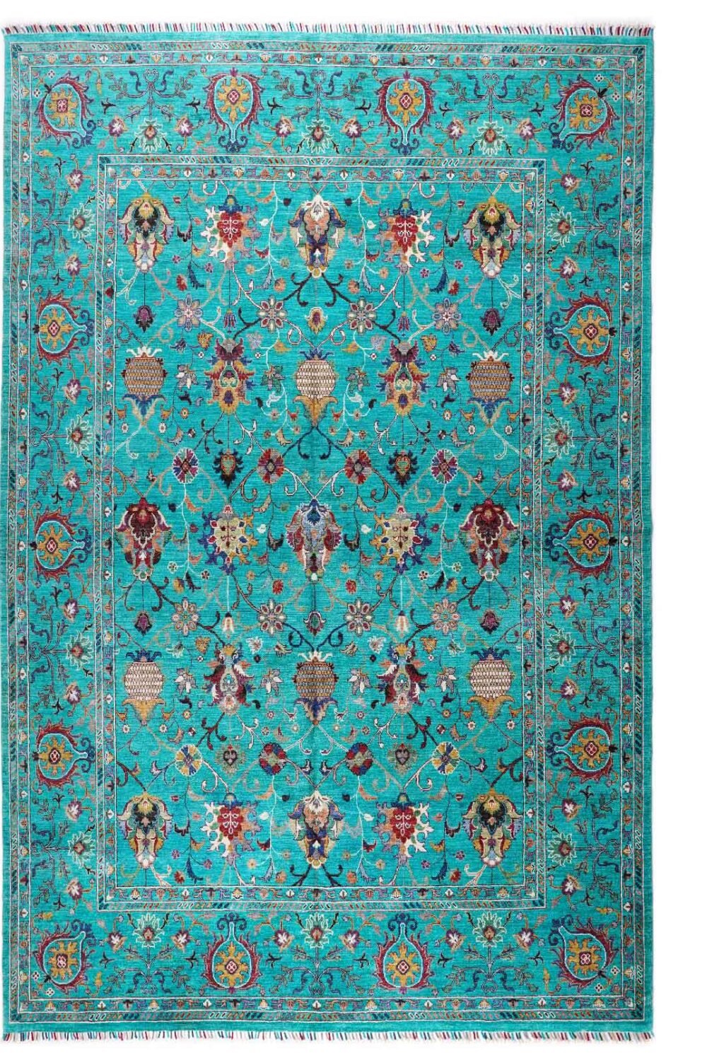 Green Oriental Rug Traditional Sultani 10.8x8.1 ft Hand-Knotted - Rugs 1