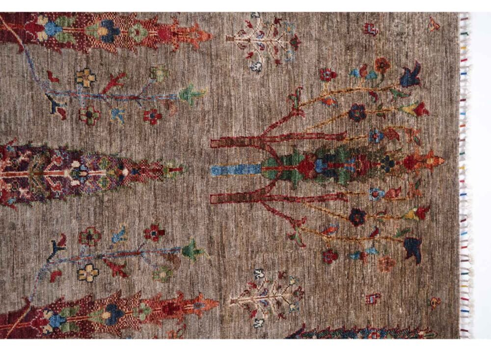 Hand-Knotted Brown Indoor Outdoor Rug Traditional Sultani 5.8x4 ft - Rugs 1