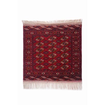 Hand-Knotted Fringe Rug 3.3x3.5 ft Red Traditional Bokhara - Rug 1