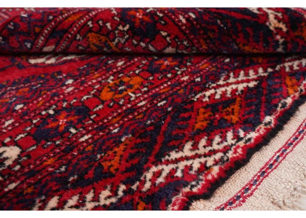 Hand-Knotted Fringe Rug 3.3x3.5 ft Red Traditional Bokhara - Rug 1